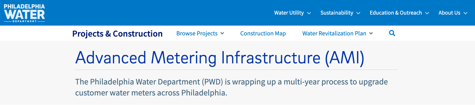 Philly water meter upgrade website