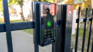 Video intercom installed at residential front gate entry